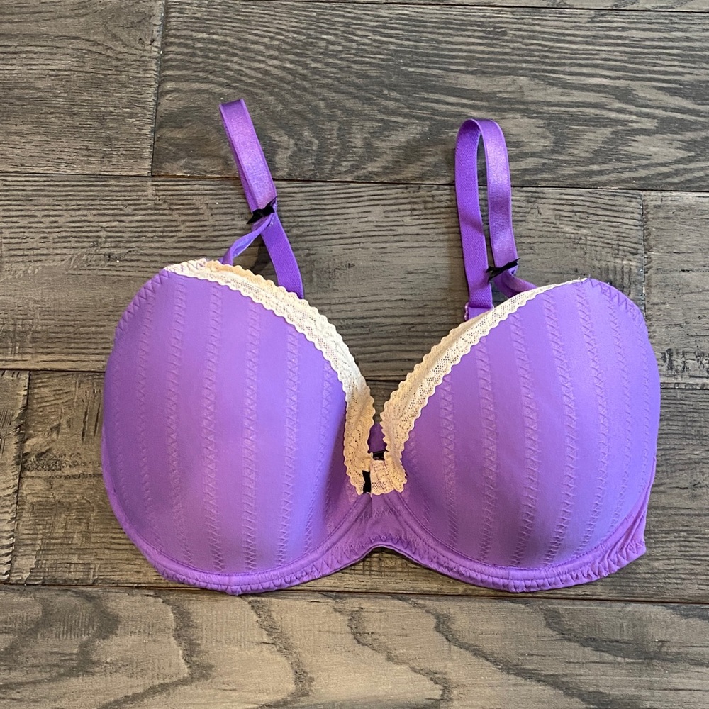 Betsey Johnson Lavender Bra with Cream Lace